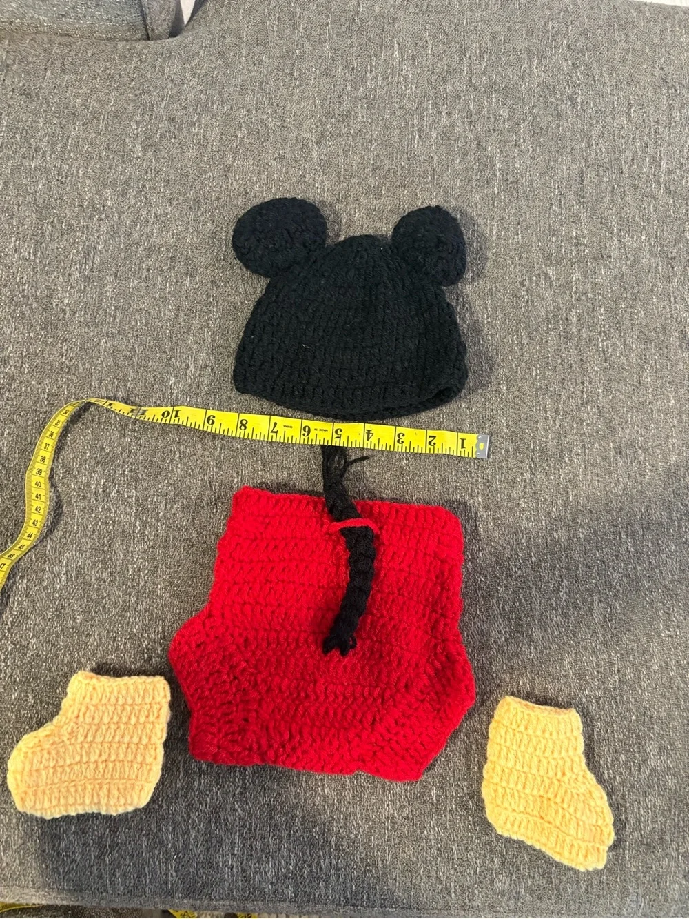 Baby Mickey handmade knit Crochet Costume Set - photo shoot/costume